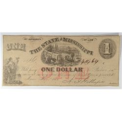 1864 $1 STATE OF MISSISSIPPI NOTE