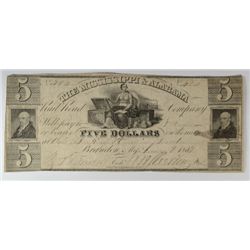 1837 $5 MISSISSIPPI & ALABAMA RAILROAD NOTE