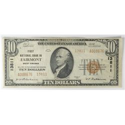 1929 $10 NATIONAL FAIRMONT, WV #13811 VF