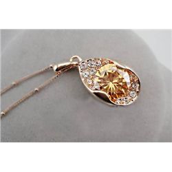 Beautiful Citrine & Crystal Pendant Necklace