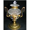 Image 1 : 1880s CHAMPLEVE ENAMEL ORMOLU CUT GLASS INKWELL