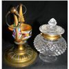 Image 2 : 1880s CHAMPLEVE ENAMEL ORMOLU CUT GLASS INKWELL