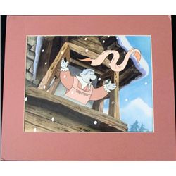 Animation Original Bear & Scarf Printed Background Cel