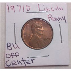 1971D BU **Off Center** Licoln Cent