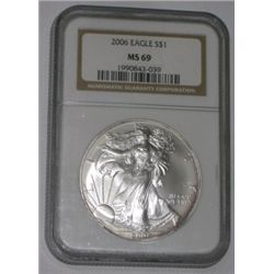 2006 SILVER EAGLE 1oz *CERTIFIED BY NGC MS-69*!! SILVER EAGLE CAME OUT OF SAFE BOX!!