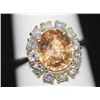 Image 1 : 14K GOLD OVAL IMPERIAL TOPAZ AND DIAMOND RING