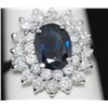 Image 2 : 14K GOLD OVAL BLUE SAPPHIRE AND DIAMOND RING