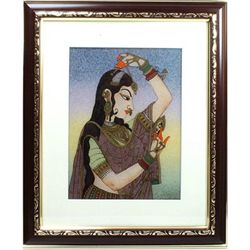 Indian Beauty  2 Art Craft Gemstone Painting Dim 12x10 