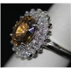 Image 2 : 14K GOLD OVAL ZIRCON AND DIAMOND RING