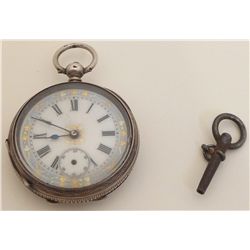 Sterling Silver Keywind Pocket Watch w/ Key