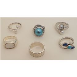 Lot of 6 Asstd. Sterling Silver Rings