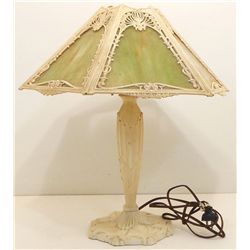 Antique Adjustable Slag Glass Lamp