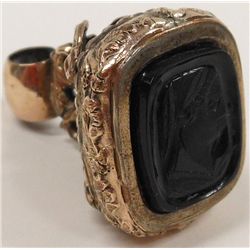 Early Watch Fob w/ Carved Black Onyx