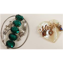 Mother of Pearl "Mothers" Pin & Large Brooch