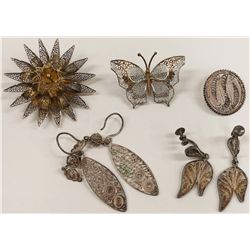Lot of Vintage Filigree Silver Jewelry