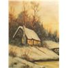 Image 2 : B.M. Brown Oil On Canvas Winter Cottage Scene