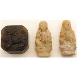 Chinese Carved Stone Statues and Seal