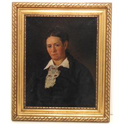 19th Century Oil on Canvas Portrait of Woman