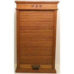 PRR Oak Railroad Ticket Cabinet w/ Tickets & More