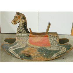 Folk Art Painted European Wooden Rocking Horse
