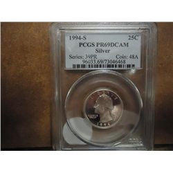 1994-S SILVER WASHINGTON QUARTER PCGS PR69 DCAM