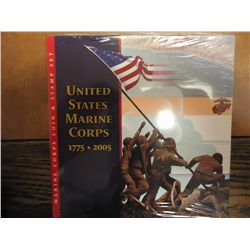 2005 US MARINE CORPS UNC SILVER DOLLAR & STAMP