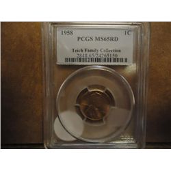 1958 LINCOLN CENT PCGS MS65 RD
