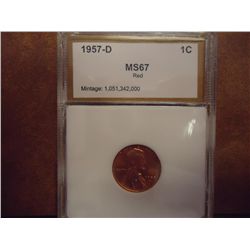 1957-D LINCOLN CENT PCI MS67 RED