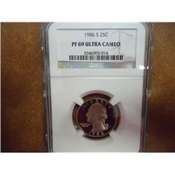 1986-S WASHINGTON QUARTER NGC PF69 ULTRA CAMEO