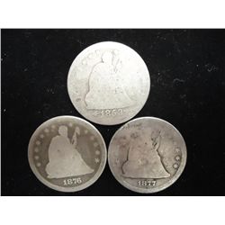 1853,76 & 77 SEATED LIBERTY QUARTERS