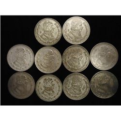 10 MEXICIAN SILVER PESOS .5140 OZ. ASW TOTAL
