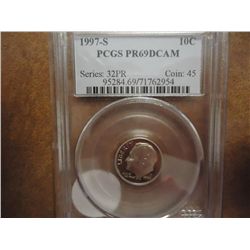 1997-S ROOSEVELT DIME PCGS PR69 DCAM
