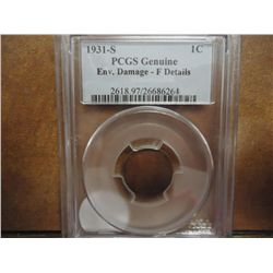 1931-S LINCOLN CENT PCGS GENUINE FINE DETAILS