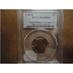 1958-D LINCOLN CENT PCGS MS64RB