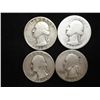 Image 1 : 4 ASSORTED 1930'S WASHINGTON SILVER QUARTERS