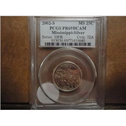 2002-S SILVER MISSISSIPPI QUARTER PCGS PR69 DCAM