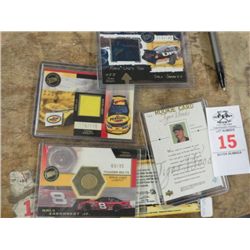 Tiger Woods Rookie Card & Nascar Cards w/Parts of Cars