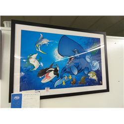Wyland "Spouty & Friends" Framed Giclee. Gold Thumprint Impression