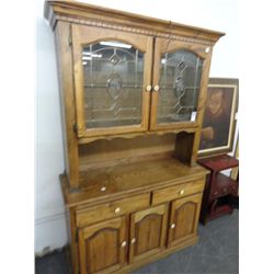 Oak Hutch w/Floral Motif