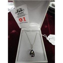 Sterling Silver Tear Drop Necklace w/Topaz