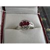 Image 2 : 10K White Gold Ring w/Ruby Gems
