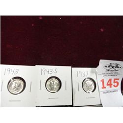 1937 3-Piece Dime Set