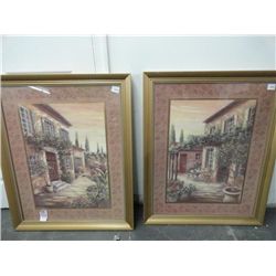 2 Framed Cottage Prints - 2 Times the Money - Each measure 31 1/2 x 25 1/2  Frame Size