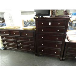 Mahogany High & Lo Boy Dresser Set - Finish Has Chips & Scratches