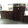 Image 1 : Mahogany High & Lo Boy Dresser Set - Finish Has Chips & Scratches