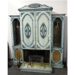 Ornate Retro Bar & Fireplace Wall Unit