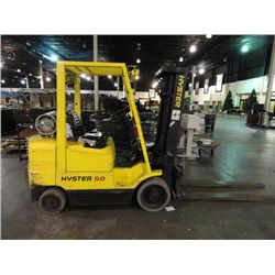 Hyster 50 5K Lb. Capacity LP Forklift w/Triple Mast., Side Shift, Lights & Hydrostatic Trans.