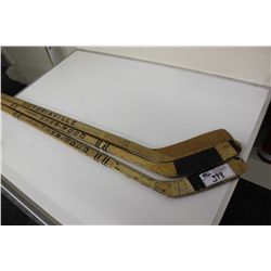 LOT OF 3 STICKS INCLUDING 1960'S FIBRE GLASS STAMPED MARCOTTE AND BUCYK