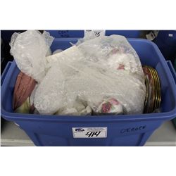 RUBBERMAID CONTAINER CONTAINING ASSORTED BONE CHINA