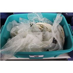 RUBBERMAID CONTAINER CONTAINING ASSORTED BONE CHINA